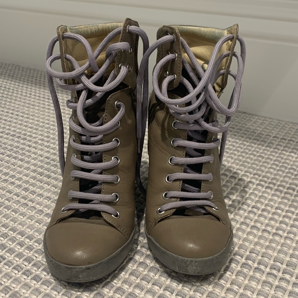 See by Chloe Lace Up Wedge Sneakers Size 36.5